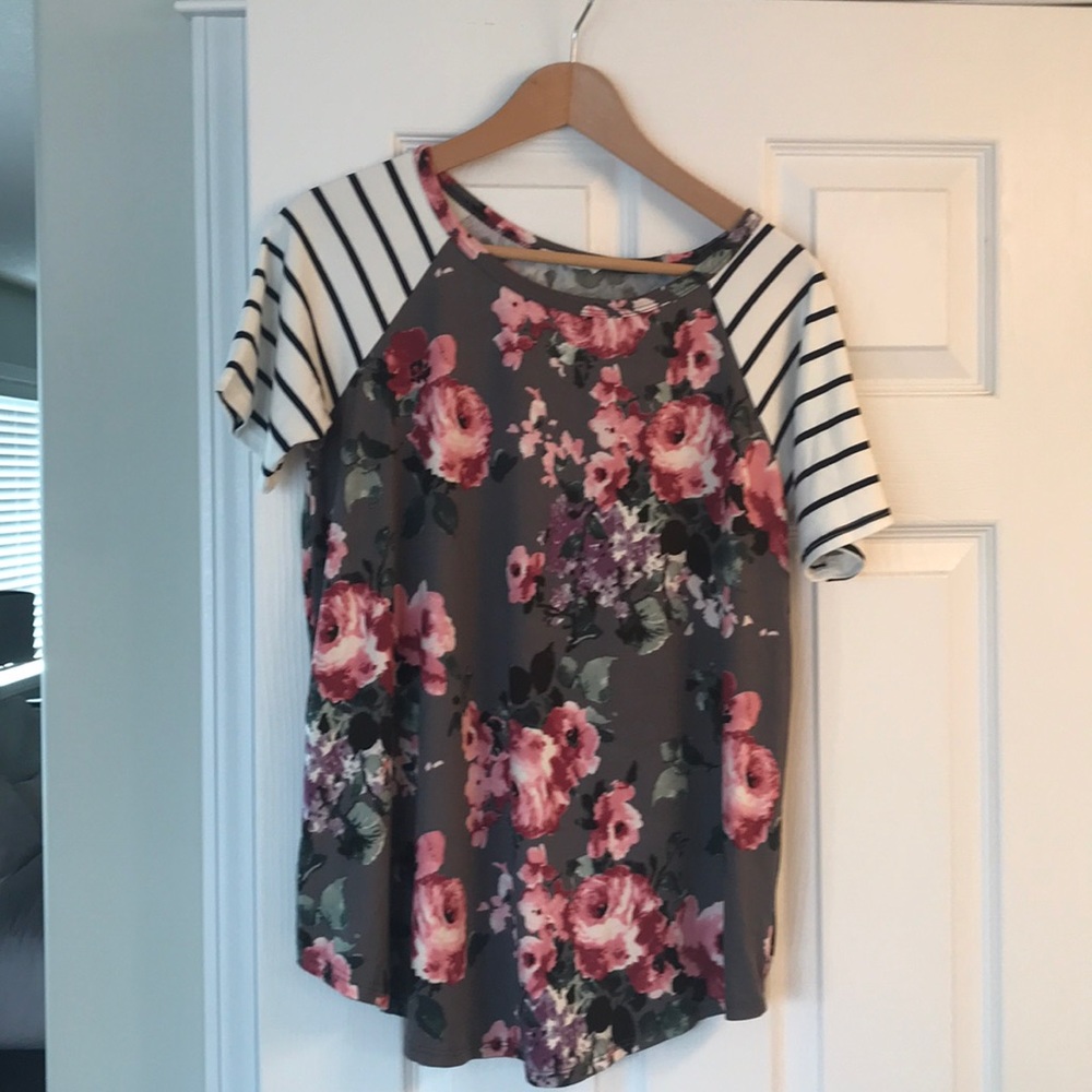 Floral and striped t-shirt